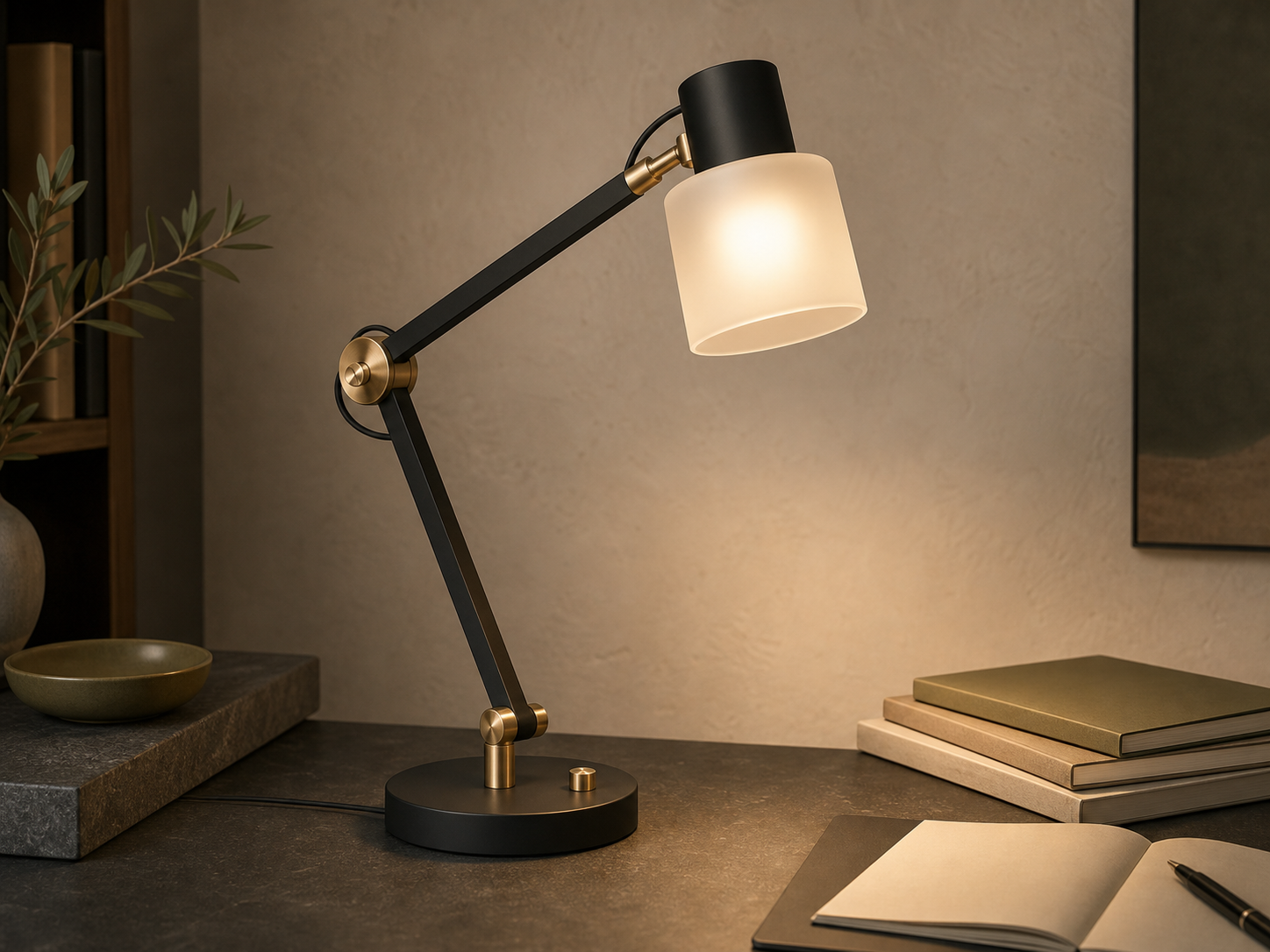 Modular desk lamp product photography Prompt