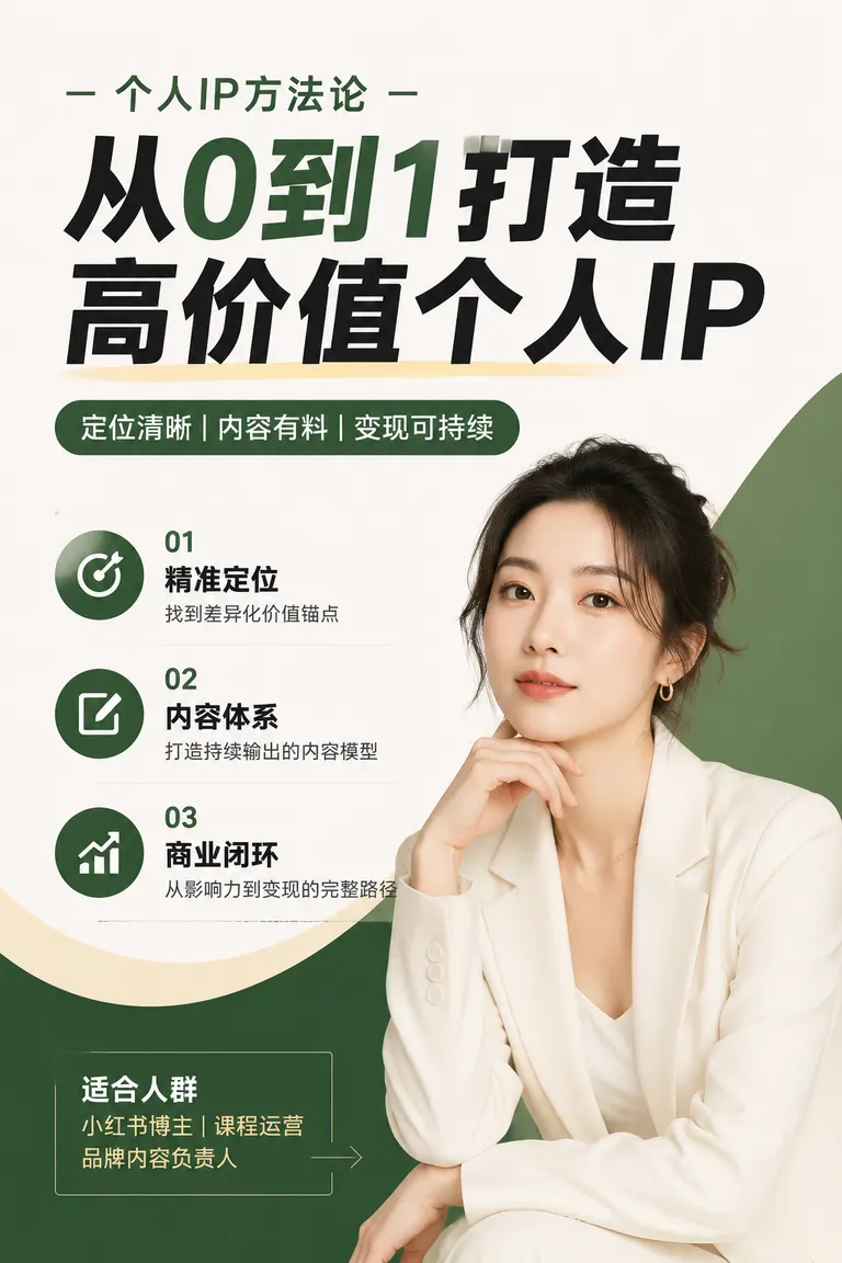 Xiaohongshu Cover Visual Director · Methodology Cover Personal IP Consulting Service Cover