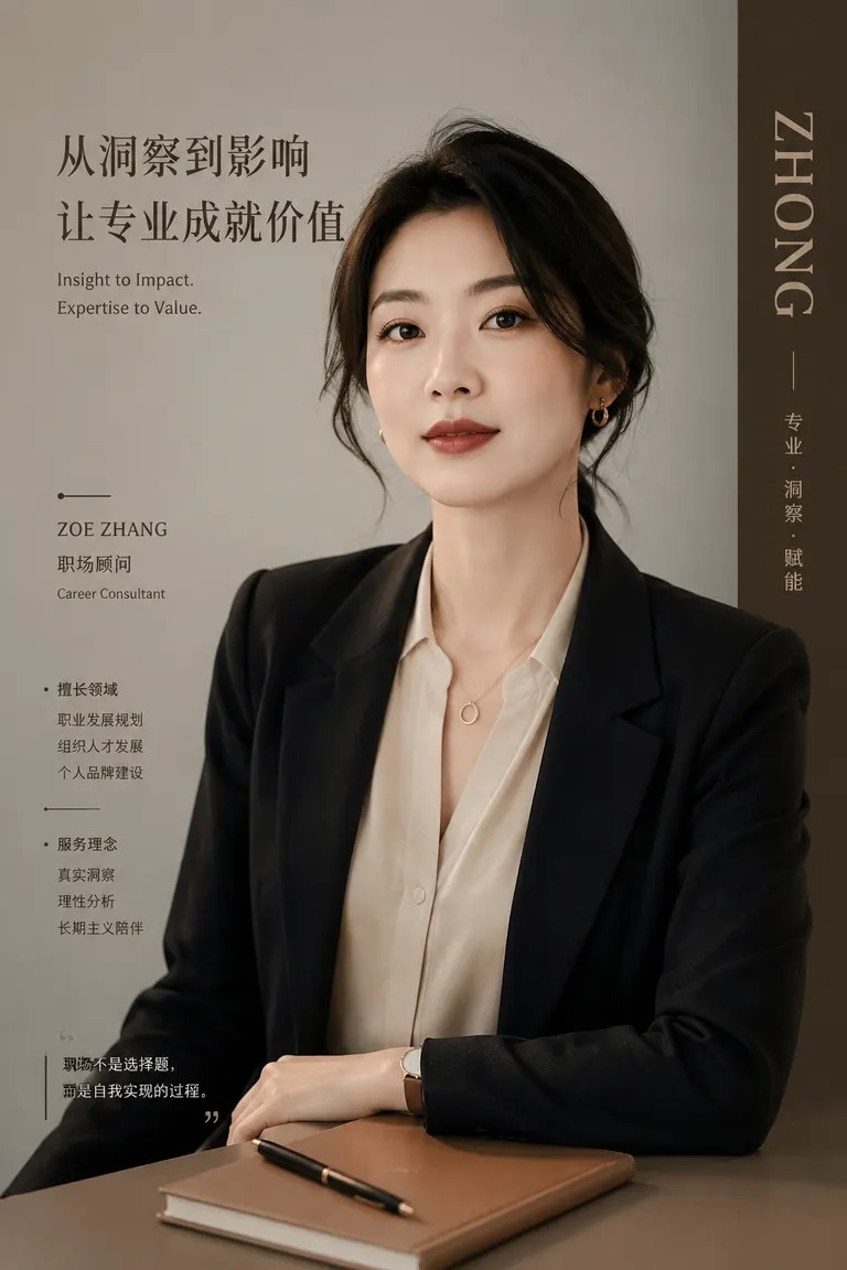Portrait Photography and Character Consistency Visual Director · Character Poster Workplace Consultant Image Sample