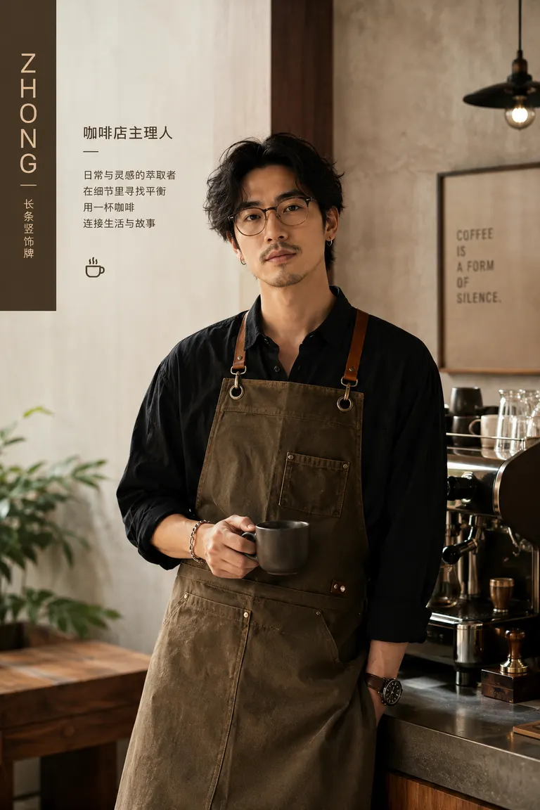 Portrait Photography and Character Consistency Visual Director · Portrait Sample Coffee Shop Owner Portrait